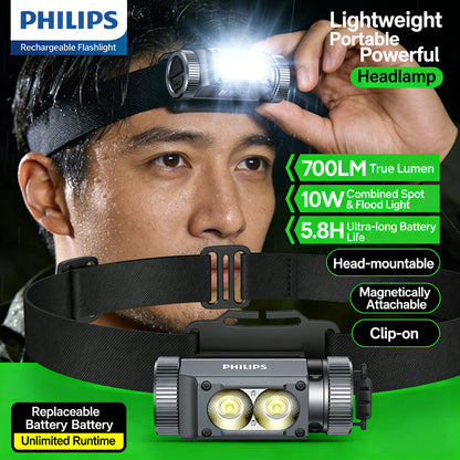 Philips SFL 3351RH Headlamp Head-Mounted Flashlight with 5.8 Hours Battery Life Magnetic Attraction