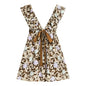Summer Print Dress Women's Dress Tierred V Neck Bow Flying Sleeve Dress Knee-Length Skirt Y2K 2025 New DABUWAWA DM2BDR004