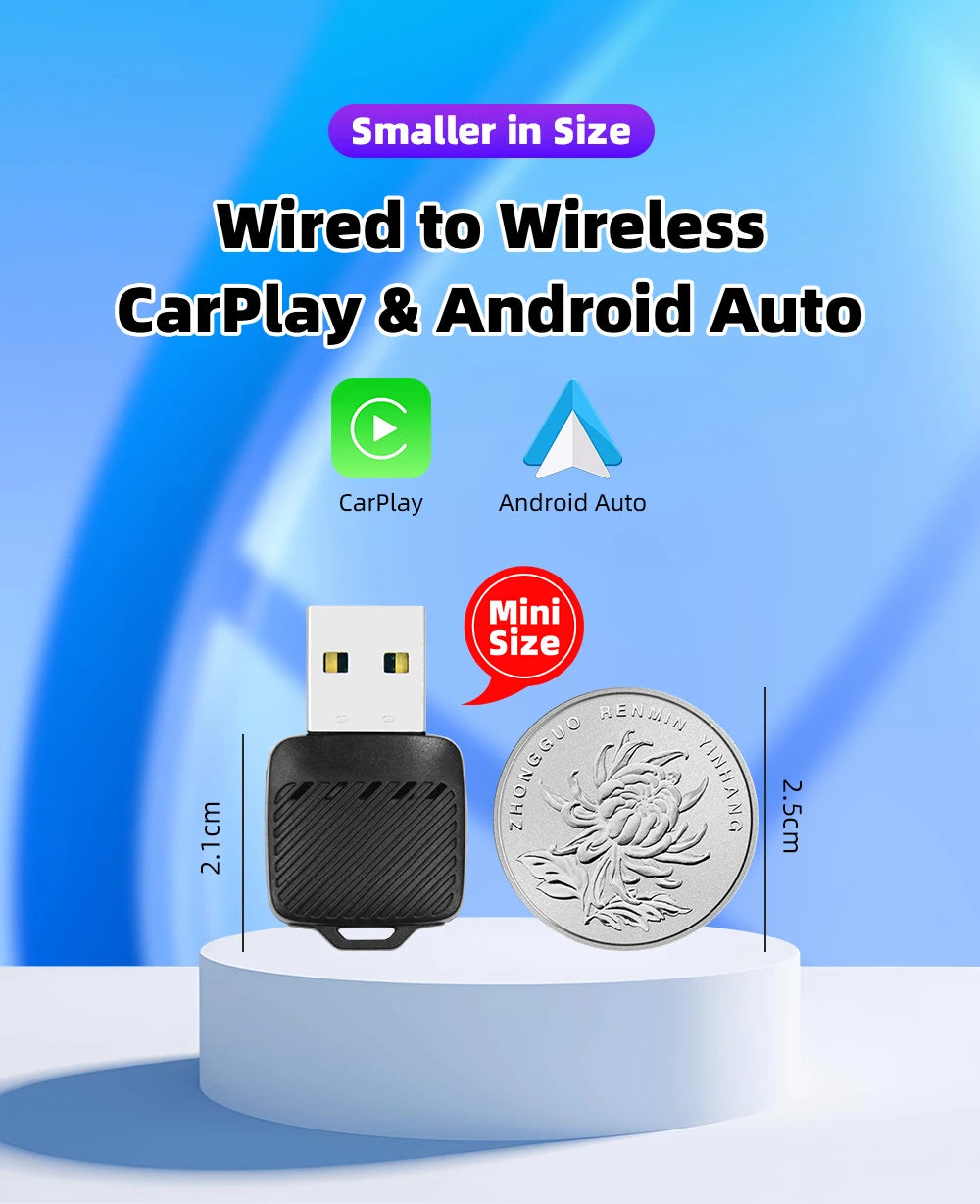 EKIY 2in1 Wireless CarPlay Dongle Wireless Android Auto Adapter Car Intelligent Systems AI Smart Box For Car With Wired CarPlay