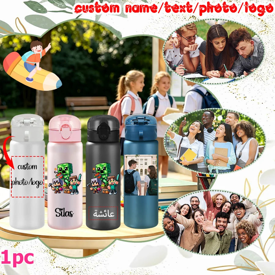 1pc Custom Back to School Game Character Pattern 780ml/26oz Plastic Water Bottle Outdoor Travel Sports Cup