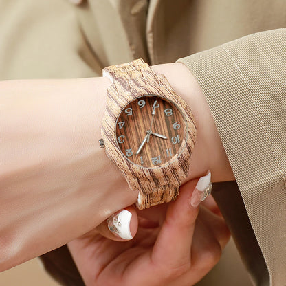 3PCS/Set Women Watches Fashion Wooden Pattern Plastic Band Girls Quartz Watch Reloj Mujer Clock Gift（Without Box）