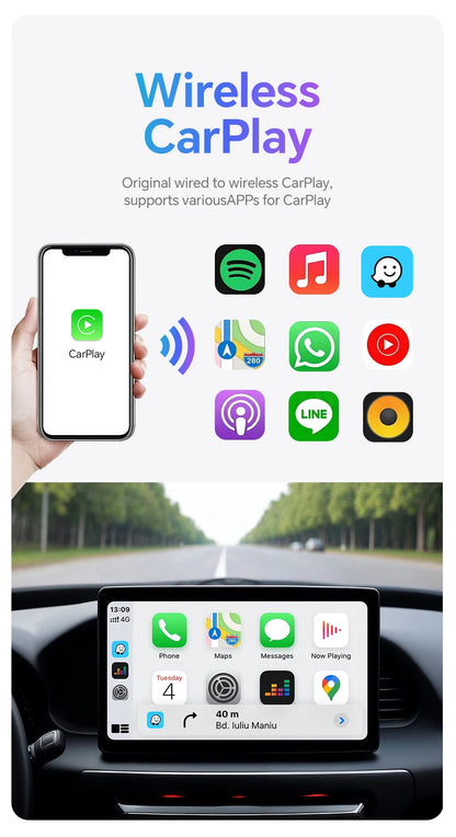XUDA 2in1 Wireless CarPlay Dongle Wireless Android Auto Adapter AI Smart Box Car Intelligent Systems For Car With Wired CarPlay