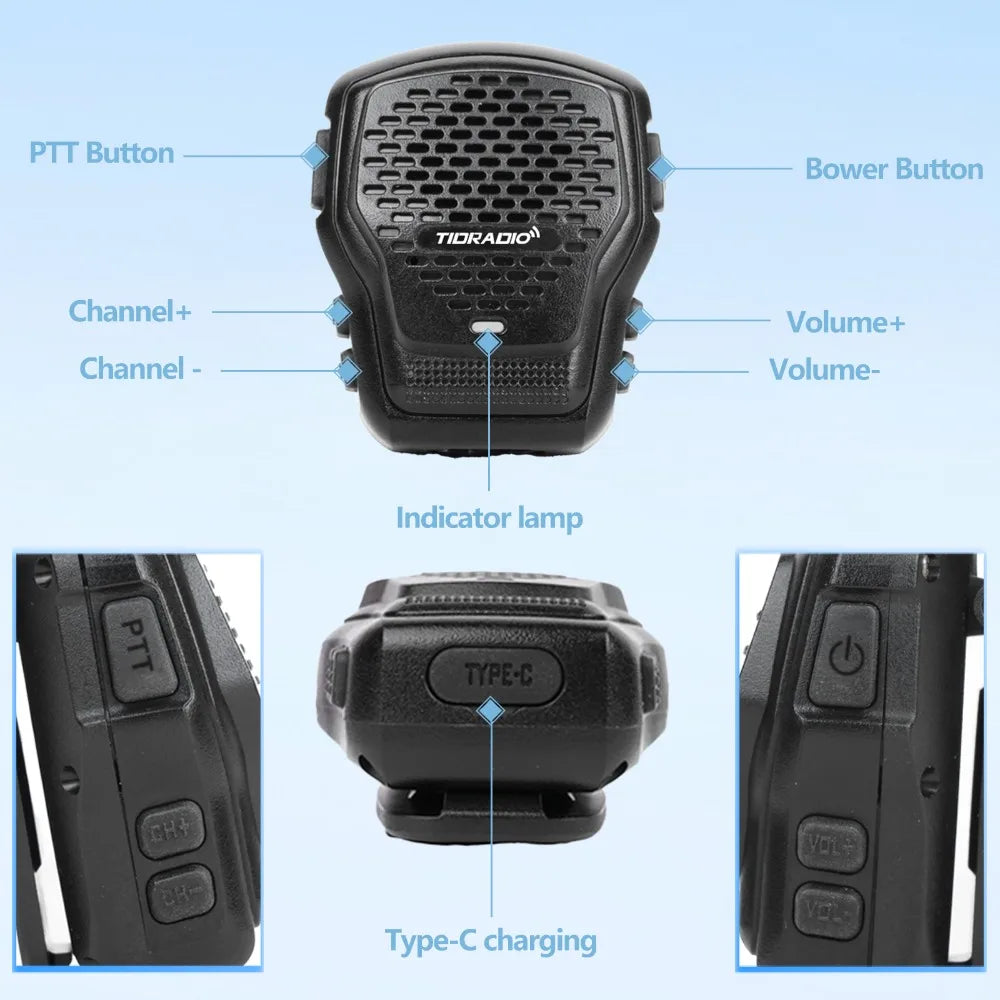 TIDRADIO Q2L Walkie Talkie Wireless Handheld Speaker Mic AI Noise Reduction Wireless Microphone Support Zello Odmastr Program