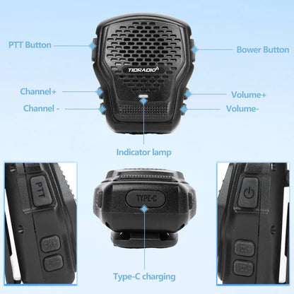 TIDRADIO Q2L Walkie Talkie Wireless Handheld Speaker Mic AI Noise Reduction Wireless Microphone Support Zello Odmastr Program