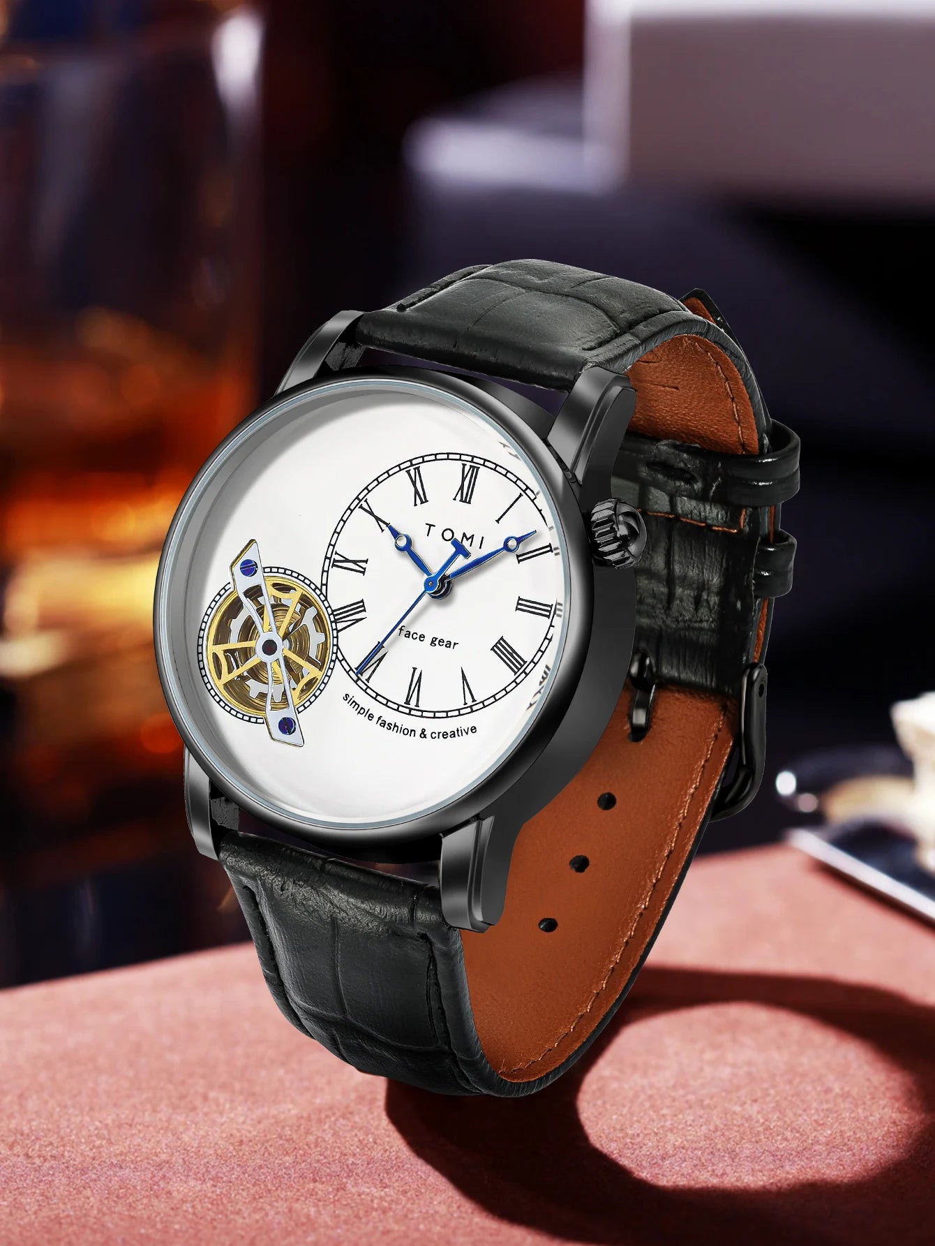 TOMI Set Gift Box Luxury and Fashionable Men's Quartz Watch Leisure Calendar Double Strap Quartz Watch Festival Gift