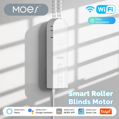 Tuya WiFi Smart Curtain Motor, MOES Electric Roller Blinds Driver, Alexa Google Home Voice Control, Automatic Pull Cord Chain