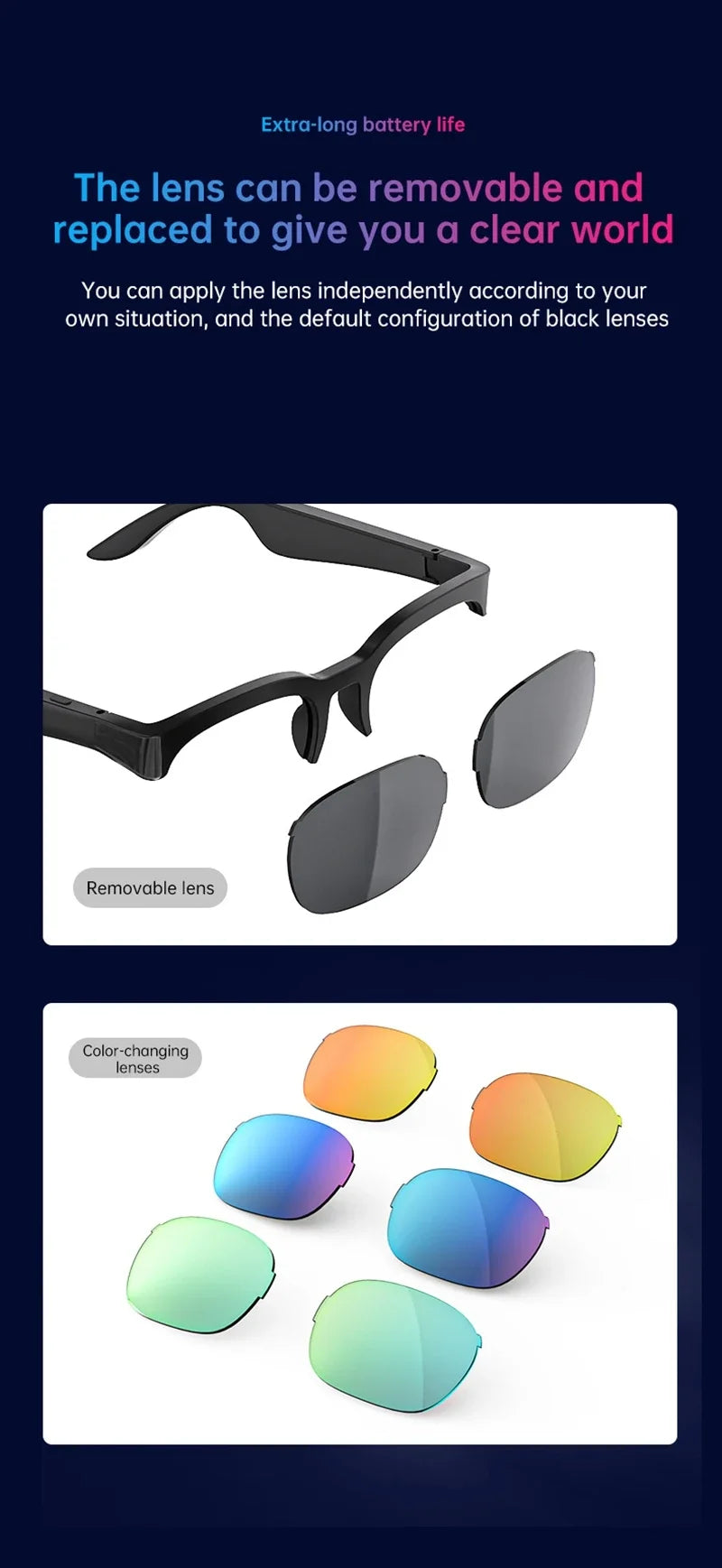 Lenovo XG89 AI Smart Translator Sunglasses Bluetooth 110+ Languages UV400 Real-time Translation Hands-free Calls Travel