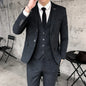 Suit New Style (Blazer+ Vest + Pants) Men's Fashion Business Outdoor Trend Striped Casual Slim-fit Wedding Host Gentleman's Suit