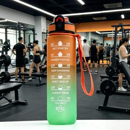Gradient Color 1000ml Plastic Water Bottle with Straw Leak-Proof Sports Water Bottle for Outdoor Travel Fitness Cycling