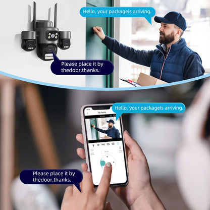 15MP ICSEE Protocol Security Camera 3-HD Screens Auto Tracking Color Night Vision 2-Way Audio Outdoor WiFi CCTV Cam