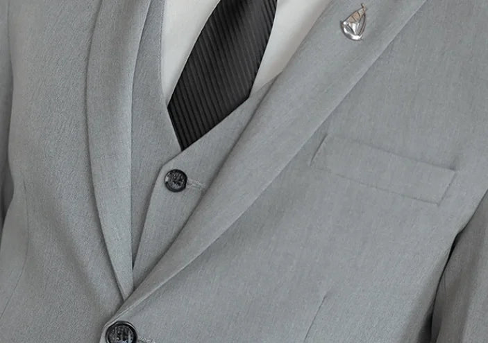 High-End Men's Wedding Suit 3-Piece Set Handsome Banquet Smart Casual Fashionable Three-Quarter Length Vest Trousers Four Season