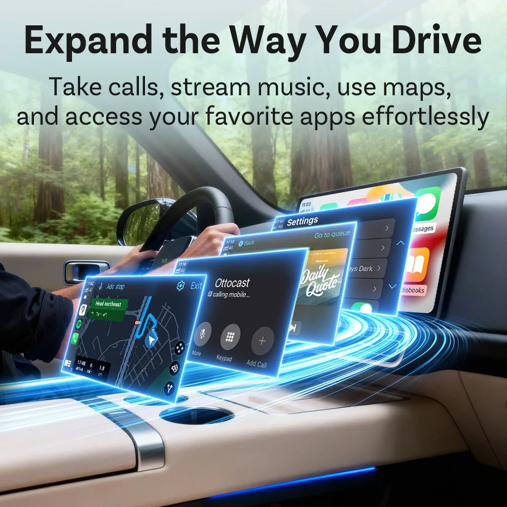 Ottocast Mini Dot 2in1 Wired To Wireless CarPlay Adapter Android Auto Dongle Smart AI Box Auto Connect Plug Play Car Accessories
