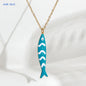 Cute Colorful Enamel Fish Pendant Necklaces For Women Girls Lovely Stainless Steel Gold Color Summer Waterproof Beach Jewelry
