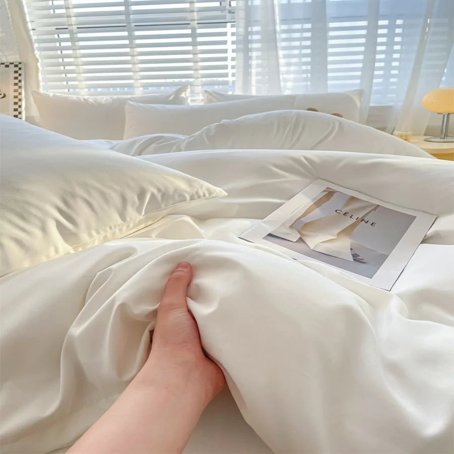 KDJEIKZ Hotel equivalent 3pcs Brushed Solid Color Duvet Cover, duvet cover*1+Pillowcases*2, Polyester Fabric, All Season Bedding