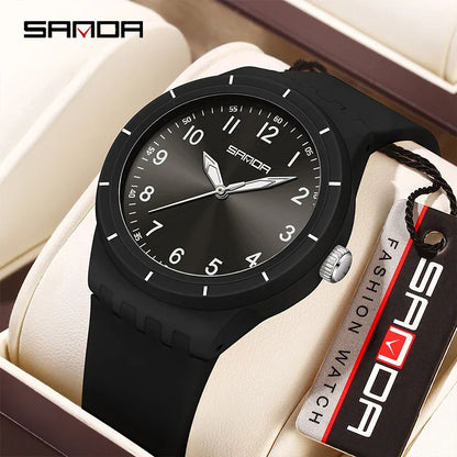 SANDA New Fashion Man Sports Watches Unisex Quartz Watch Simple Waterproof 50M Night Light Men Woman Student Gift Silicone Watch