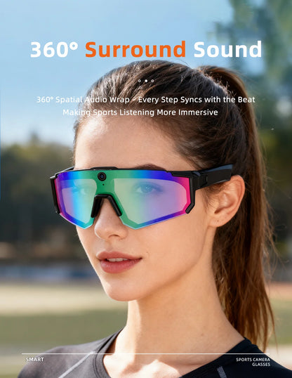 2026New AI Smart Glasses ChatGPT 1080P Camera 8MP Anti-shake Cycling Video&Photo Sport Sunglasses DualMic 32GB Windproof Goggles