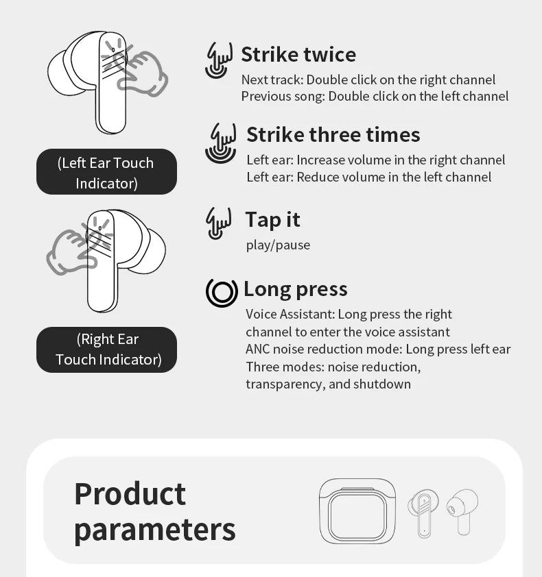 AI Translator Bluetooth Earbuds, LCD Touch Screen TWS Headset with Noise Reduction & Noise Canceling, Wireless Travel Headphones