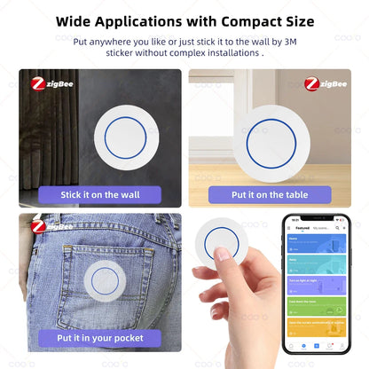 Ewelink Zigbee Smart Push Button Wireless Switch App Remote Control Automation Scenario Switch Work with Zigbee Gateway