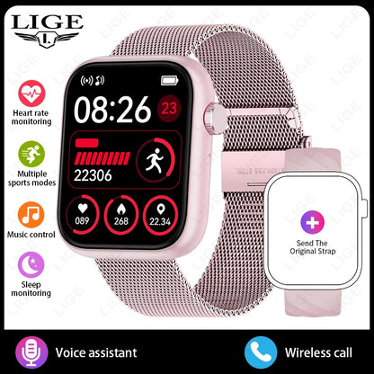 Smartwatch 1,83 cala dla mężczyzn i kobiet, dotykowy ekran, sportowy zegarek fitness, połączenia Bluetooth, cyfrowy smartwatch, wodoodporność IP68
