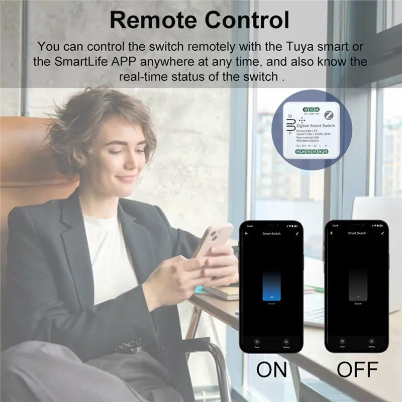 【ORNAMENT】Zigbee Smart Switch Module Mini Momentary Self-Locking 10A DIY Breaker Controller For Tuya/Smart Life App