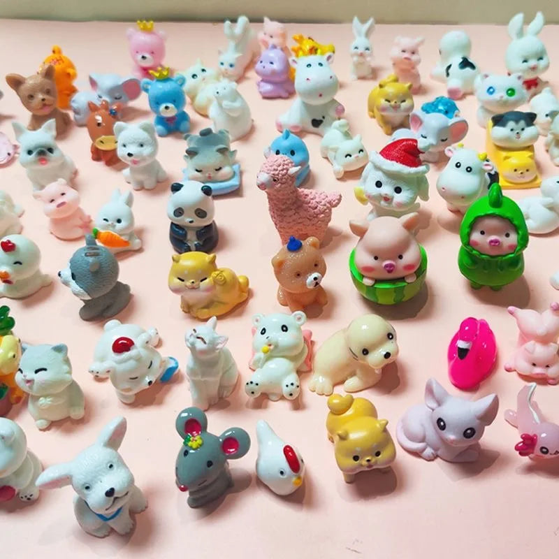 60pcs Mini Resin Animal Blind Box Creative Garden Decoration Miniature Landscape Luminous/Solid Color Animal Birthday Gift