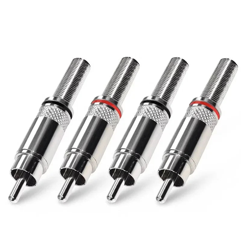 4/8PCS Male RCA Plug Weld RCA Connector for AV Audio Video Connector Plug Red Black