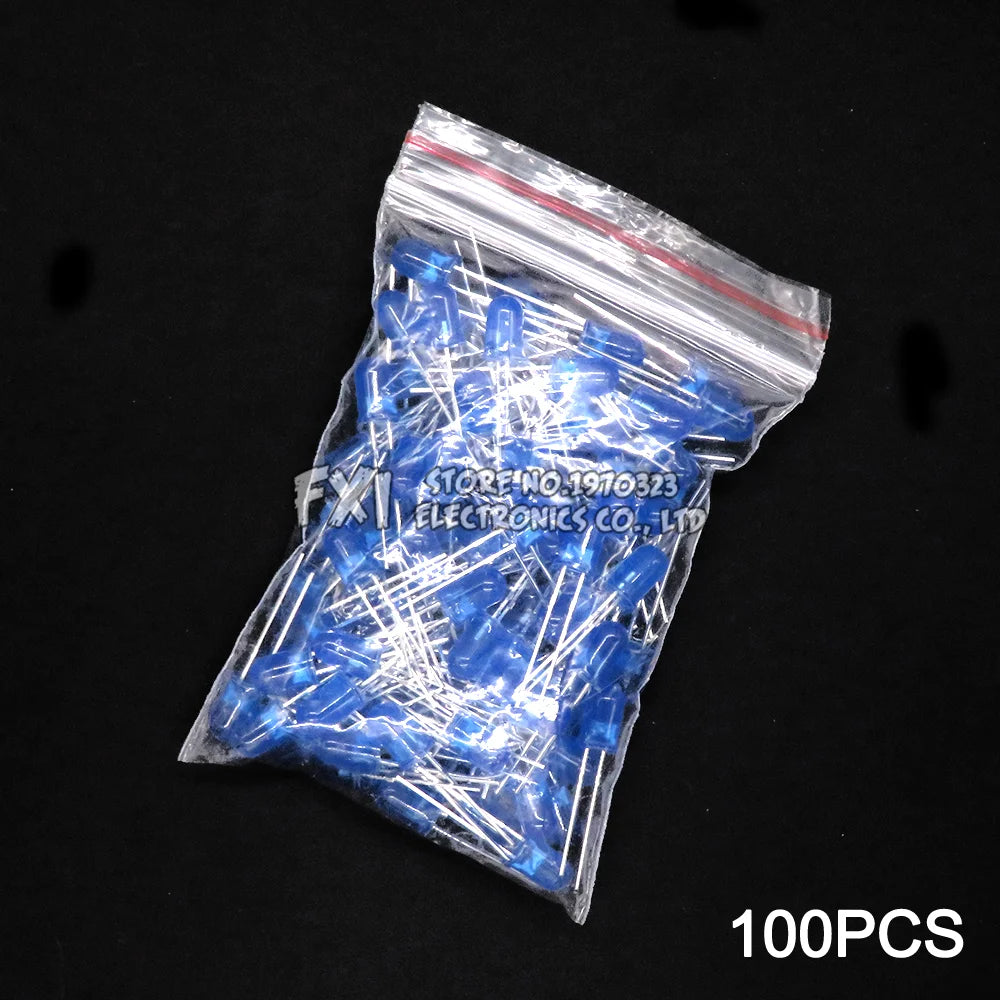 100PCS F5 LED Diode 5MM Assorted Kit White Green Red Blue Yellow Orange Pink Purple Warm White DIY kit Light Emitting Diode bxv