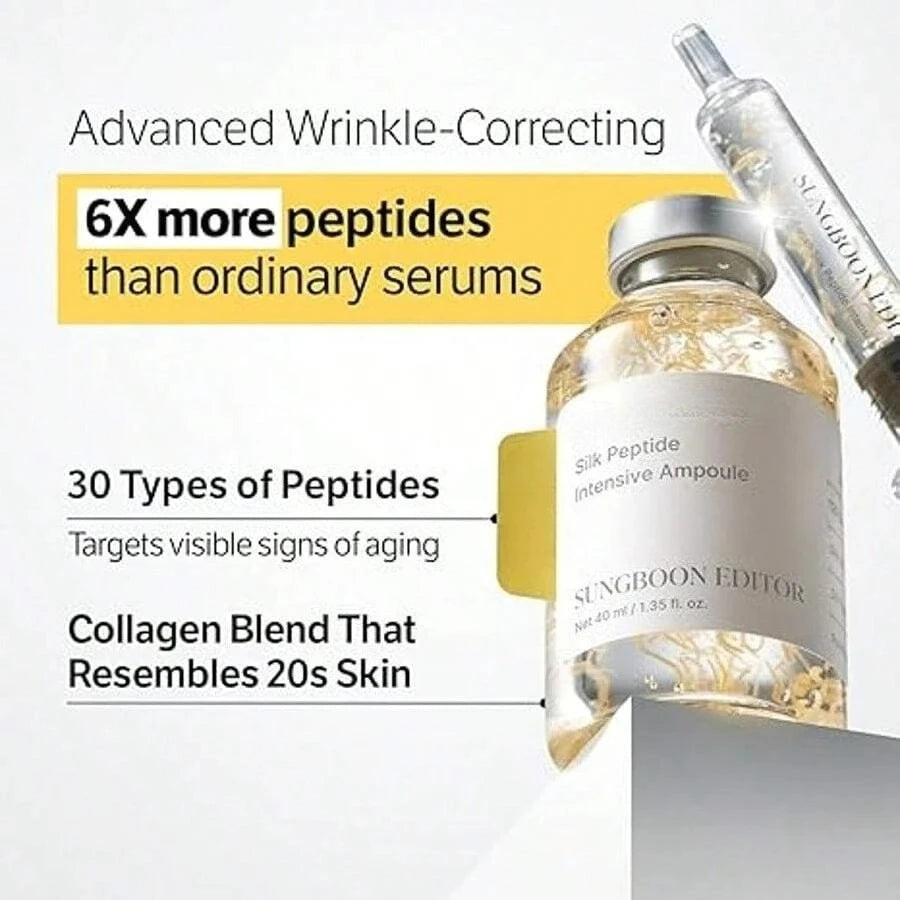 Anti-Aging Face Ampoule Collagen Silk Peptide Serum, Skin Tightening Lifting Boost Elasticity Fade Fine Lines Wrinkles Facial