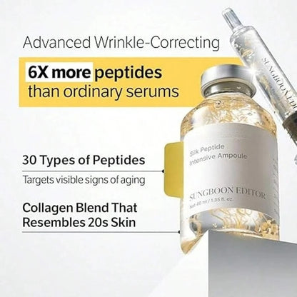 Anti-Aging Face Ampoule Collagen Silk Peptide Serum, Skin Tightening Lifting Boost Elasticity Fade Fine Lines Wrinkles Facial