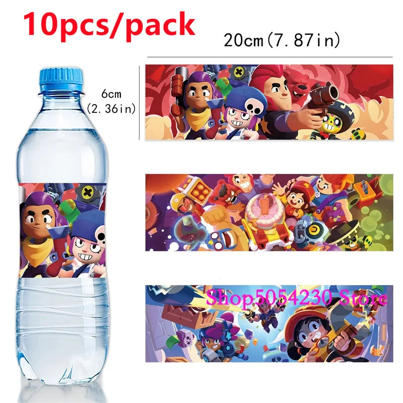 Brawl Stars Happy Birthday Party Supplies Set Cartoon Game Theme Tableware, Paper Plates & Backdrop Decorations for Celebrations