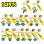 1/3/7/14PCS New Popular Anime Minions Keychain Cartoon PVC Children Toy Gift Cute Key Ring School Bag Pendant Car Key Chain