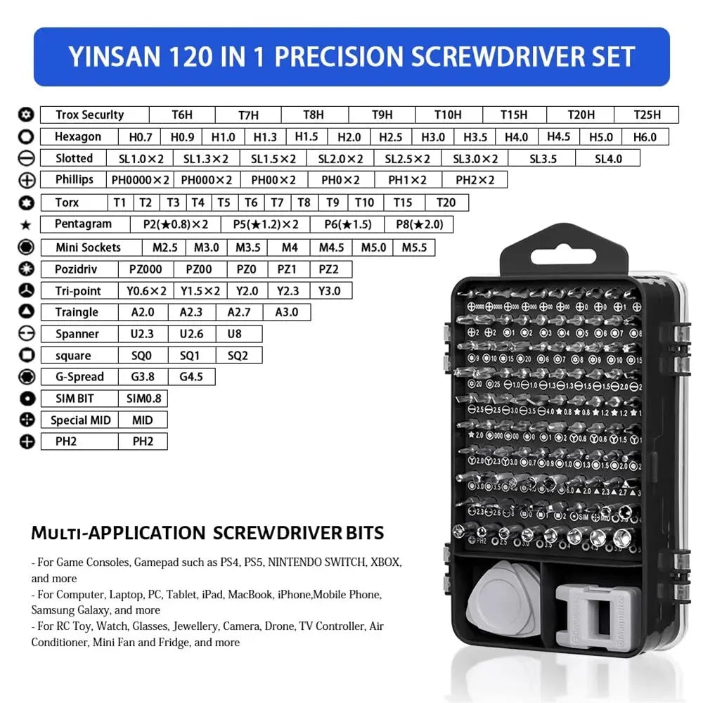 115 in 1 Multifunctional Screwdriver Set Electronic Repair Tools for Computer Phone and Household Use Insulation Screwdriver Kit