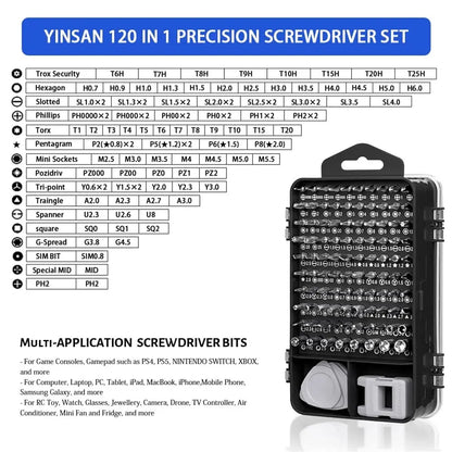 115 in 1 Multifunctional Screwdriver Set Electronic Repair Tools for Computer Phone and Household Use Insulation Screwdriver Kit