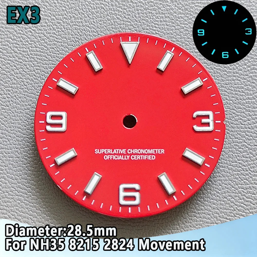 28.5mm NH35 Watch Dial Luminous Dials Single Calendar Dial Suitable For NH35 Movement Can Support DIY Dial Customization Logo