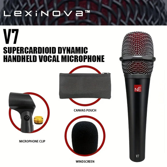 V7 Supercardioid Dynamic Microphone Wired Mic For Stage Singing Vocal Recording Performance Speech Professional Grade Sound