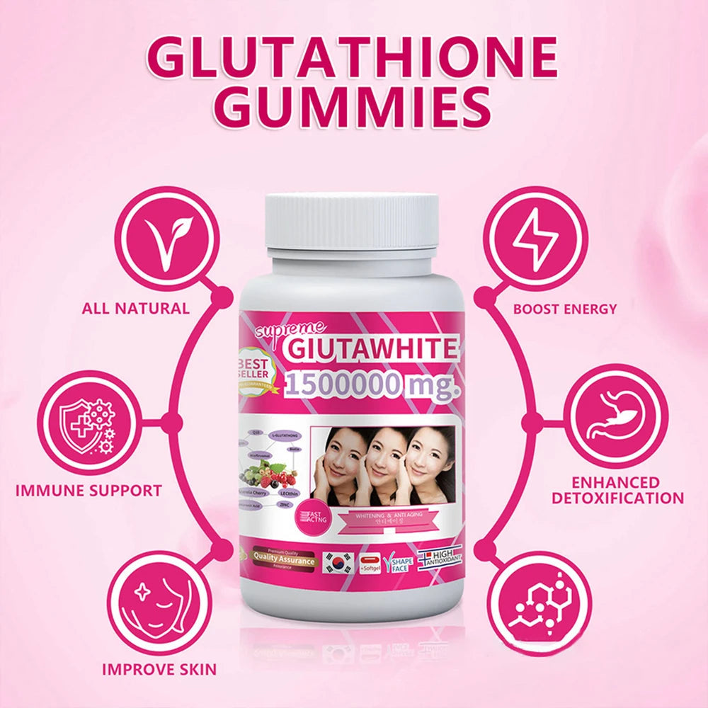 Gluta White 1500000mg Skin Whitening & Antioxidant Detox Supplement for Women & Men, Aging Defense, Blood Balance, Immune Health