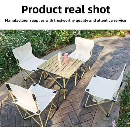 Outdoor Folding Tables and Chairs, Portable Carbon Steel Chairs for Wild Camping, Picnics and Outings