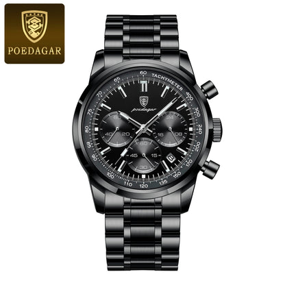 POEDAGAR Luxury Fashion Men Wristwatch Waterproof Luminous Chronograph Date Man Watch Stainless Steel Sport Quartz Men's Watches