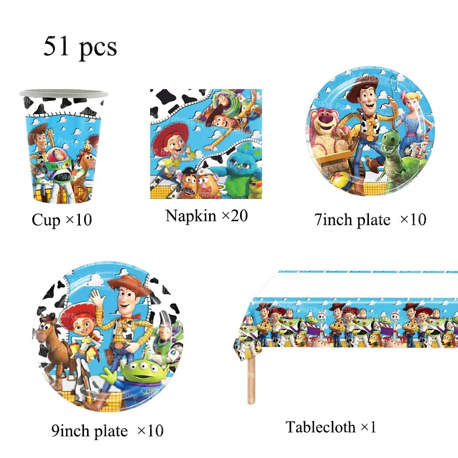 Toy Story Party Decorations Cup Plate Napkin Slap Bracelet Cake Topper Birthday Party Favors Reward Prizes Party Supplies