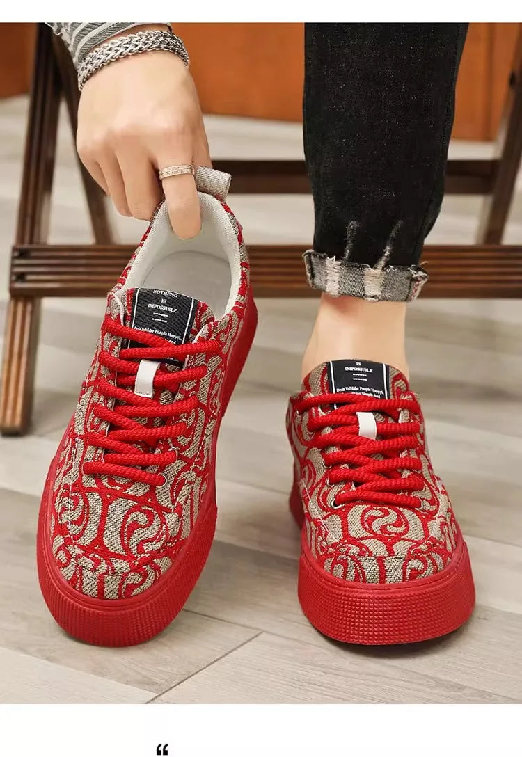 Summer breathable canvas men's shoes versatile mesh thick sole casual board shoes flat bottom comfortable outdoor walking shoes