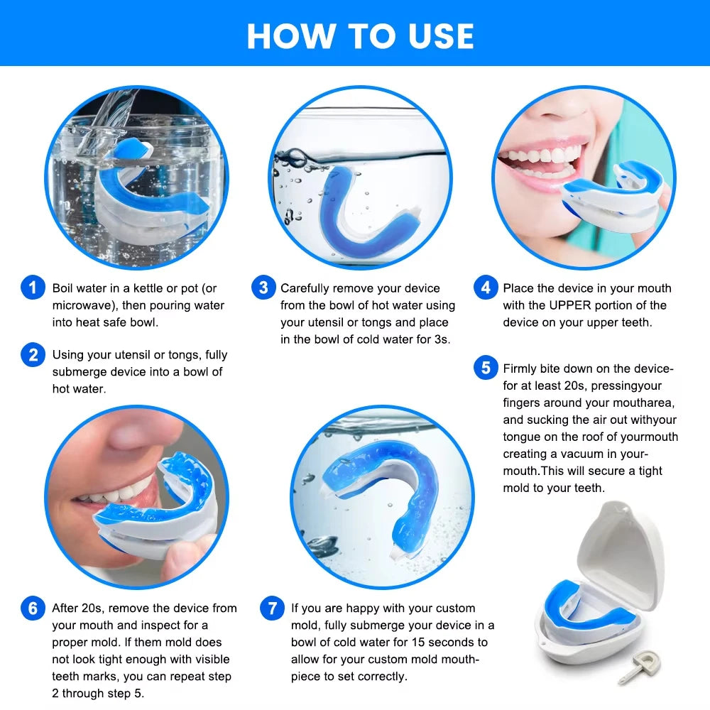 Adjustable Anti-Snoring Mouthpiece Nighttime Teeth Guard Sleeping Mouthguard for Bruxism Stop Snoring Device