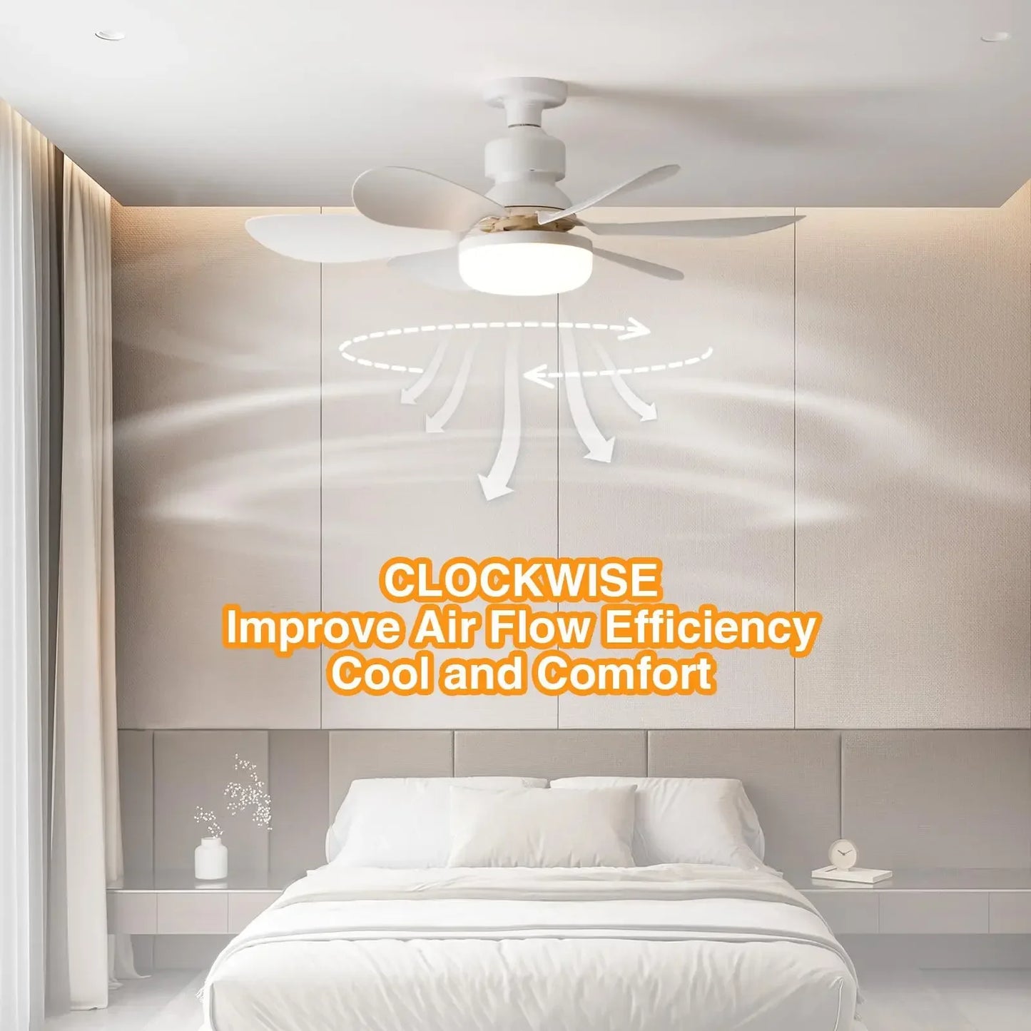 Cordless Light Socket Fan for Kitchen Bedroom Small Room LED Socket Fan Light with Remote Small Ceiling Fan with Light