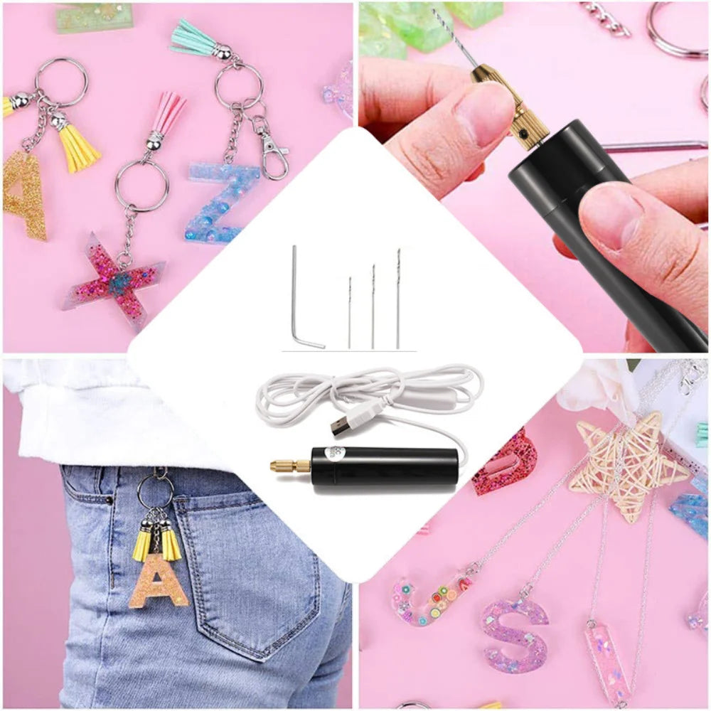 Handheld Mini Electric Drill USB DIY Tool for Epoxy Resin Jewelry Making Wood Craft Engraving Pen