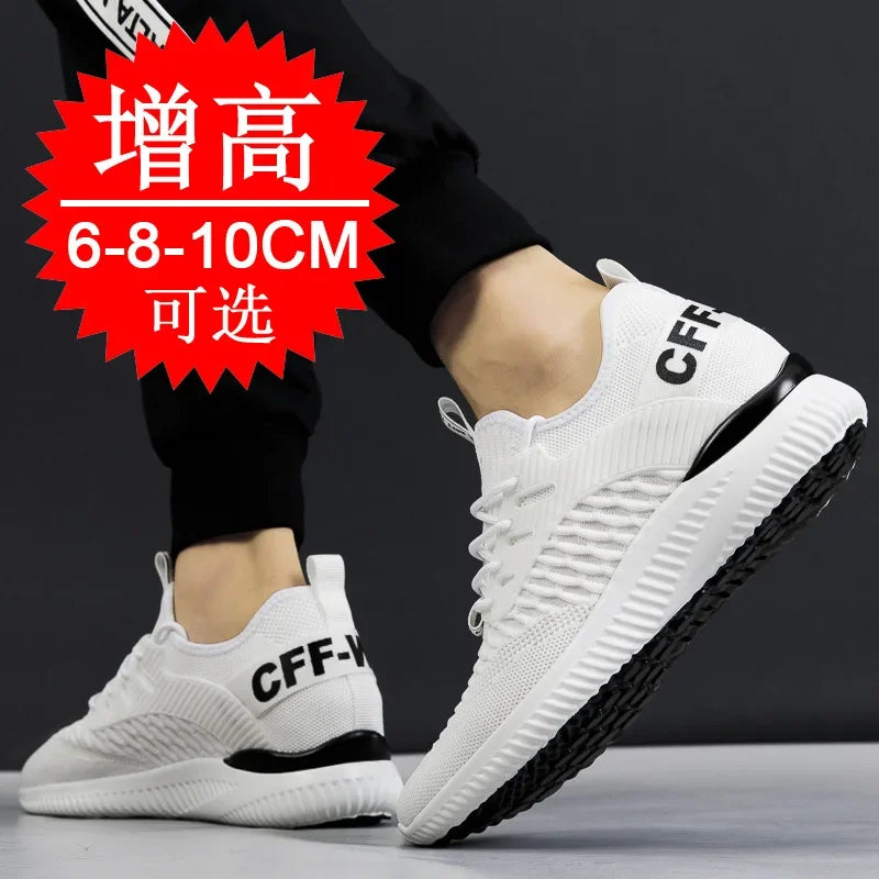 Men Breathable Height Increase Shoes  Lightweight Sneakers Invisible Height Increase Shoes 8cm Breathable Mesh Sneakers10cm