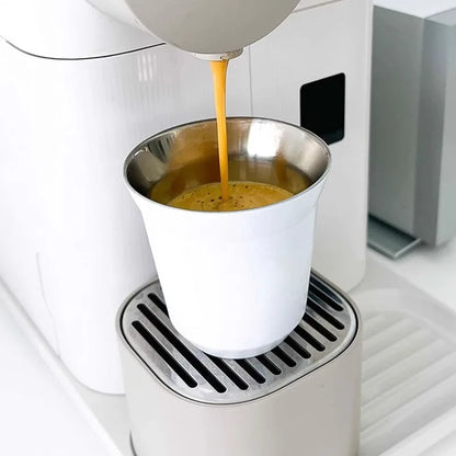 80ml New Simple Flat Bottom Cup Stainless Steel Double-layer Inner Tank Capsule Coffee Cup High-grade Solid Color Water Cup