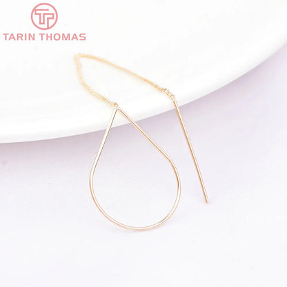 (6669)6PCS 11CM 24K Gold Color Plated Extended Chain Stud Earring Line High Quality Jewerly Making  Jewelry Findings Accessories