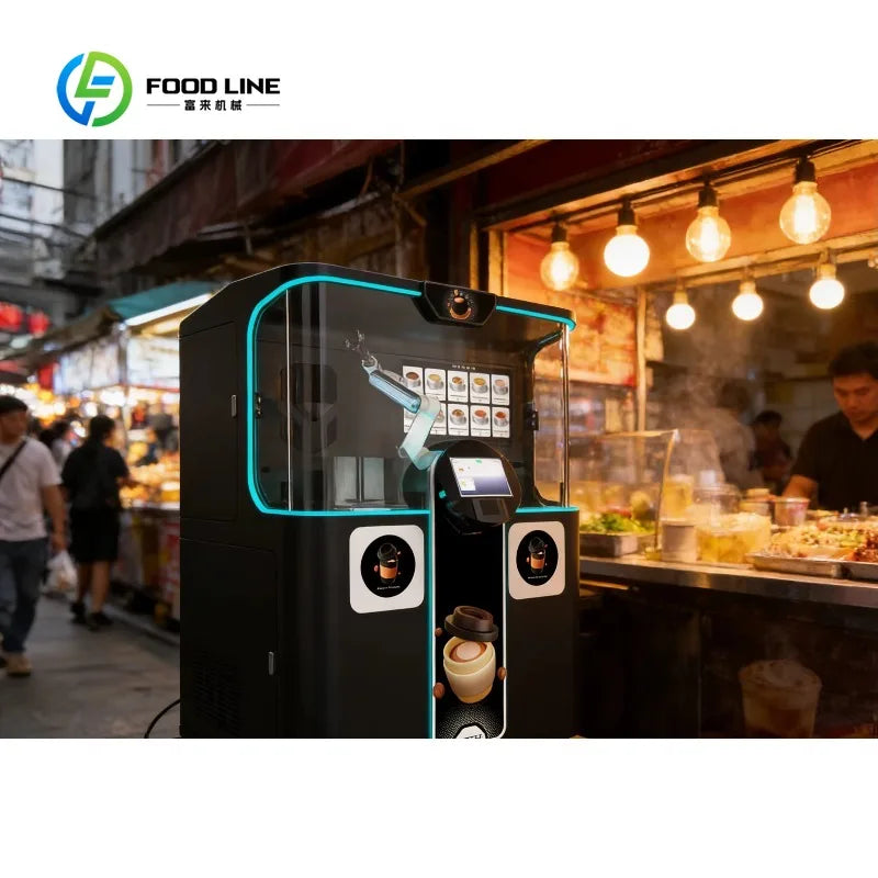Custom AI Robotic Barista Coffee Machine, Smart AI Coffee Robot, Commercial Self Service Espresso Maker for Mall Hotel Cafe