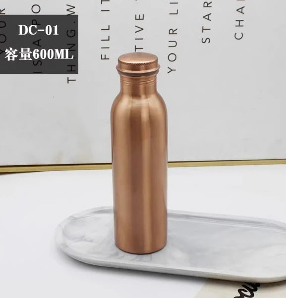 Pure Copper Handmade Water Bottle Metal Canteen Vessel for Yoga Outdoor Sports