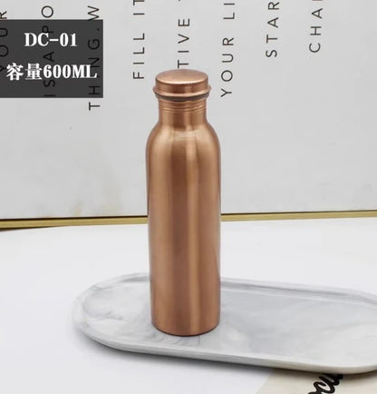 Pure Copper Handmade Water Bottle Metal Canteen Vessel for Yoga Outdoor Sports