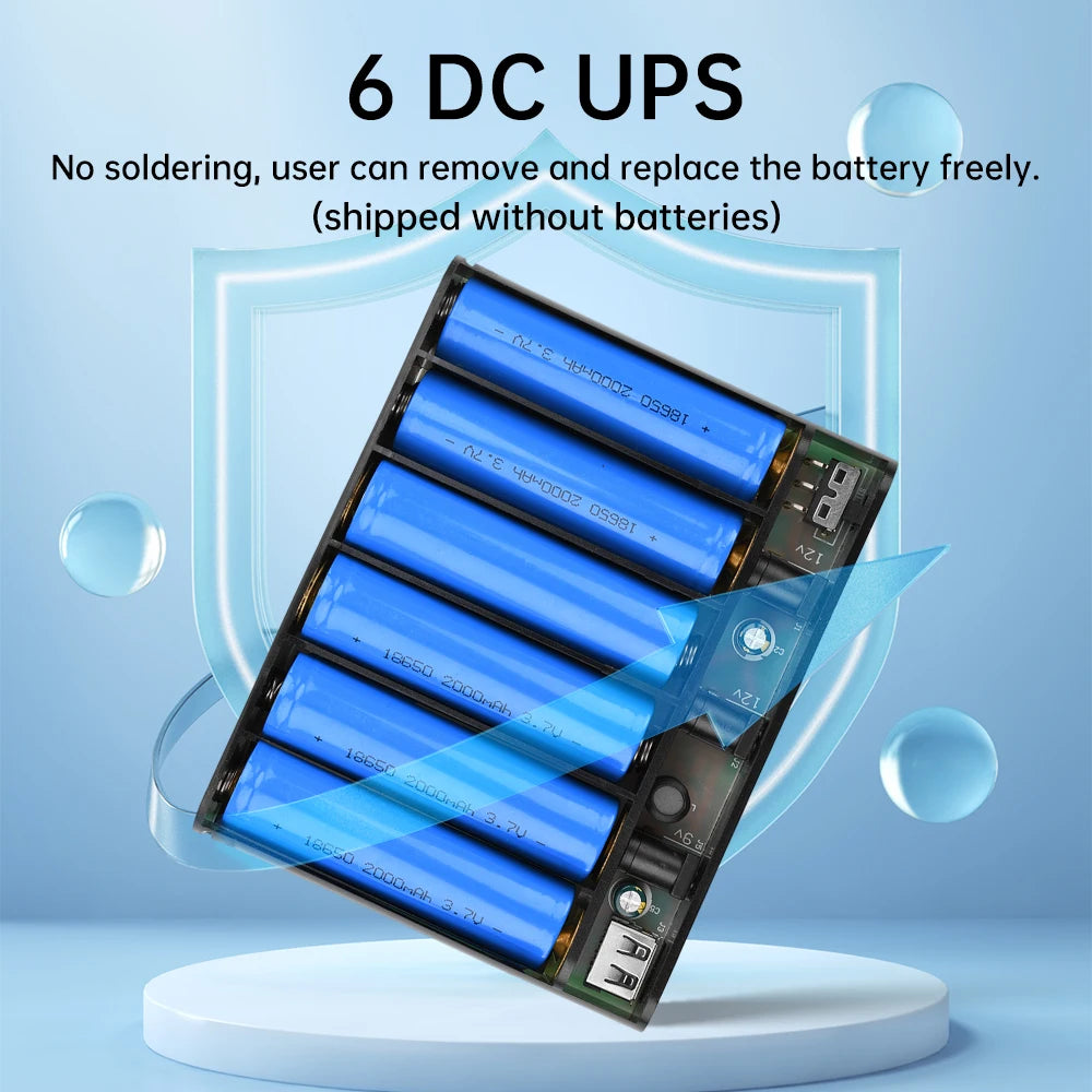 5V9V12V Output Power Bank Box for Cellphone Power Storage Case Tablet Modem 6 x 18650 Battery UPS Uninterrupted Power Supply New